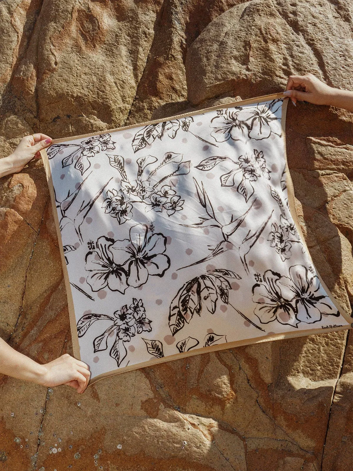 Lost Pattern NYC - "La Isla" Silk Bandana Scarf - Coffee