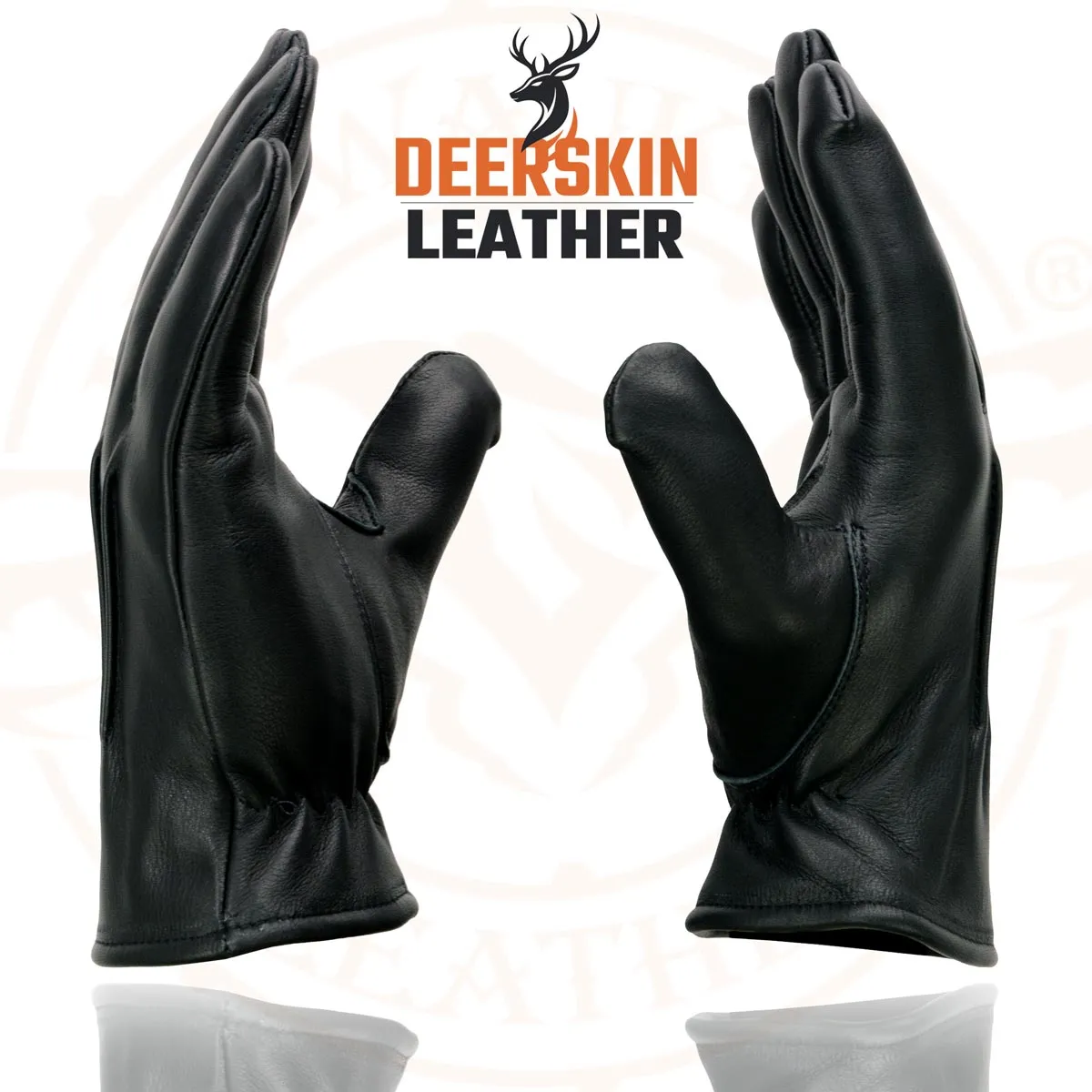 Milwaukee Leather SH865 Men's Black Thermal Lined Deerskin Motorcycle Hand Gloves W/ Sinch Wrist Closure