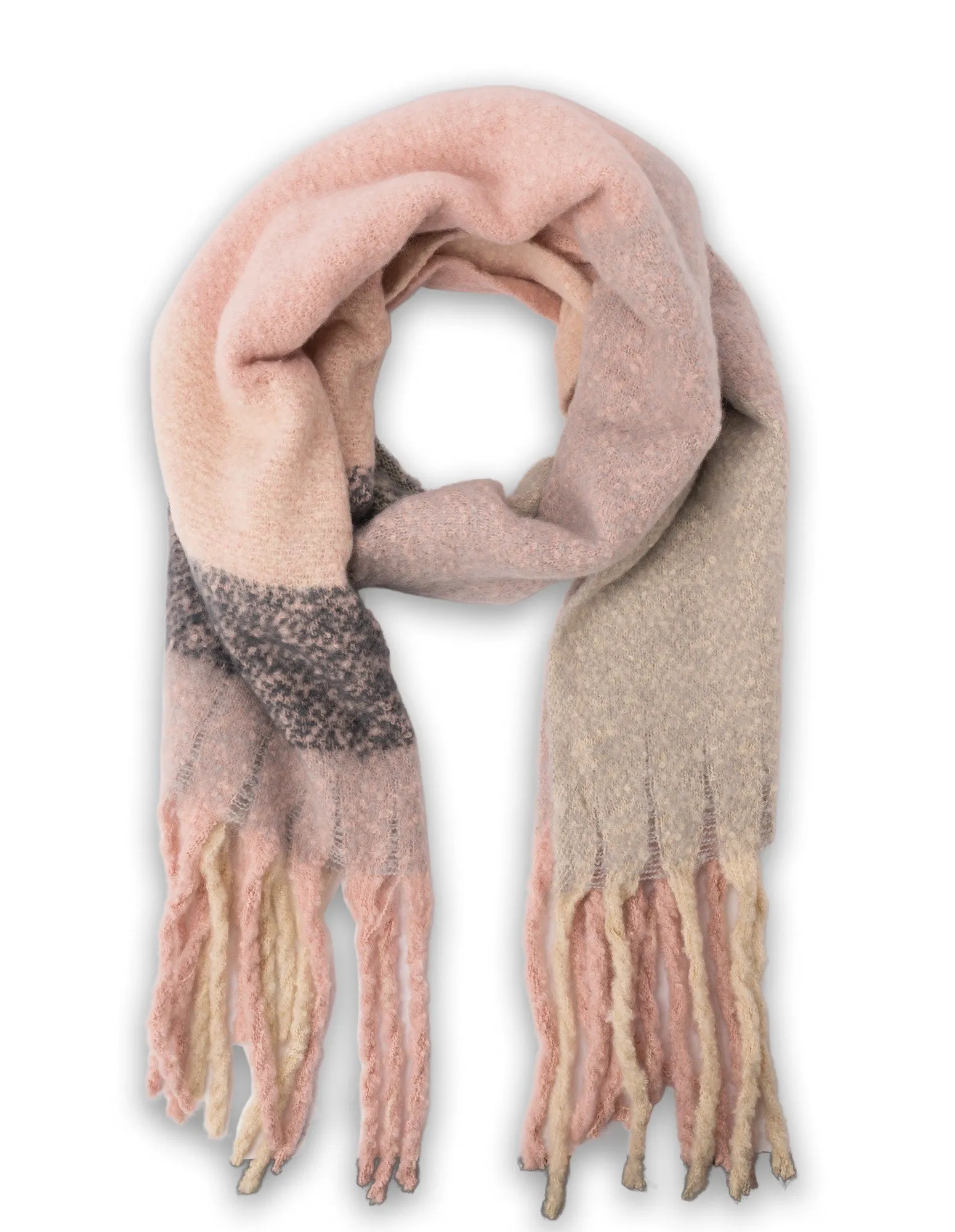 Mocha Big Block Scarf- Pink