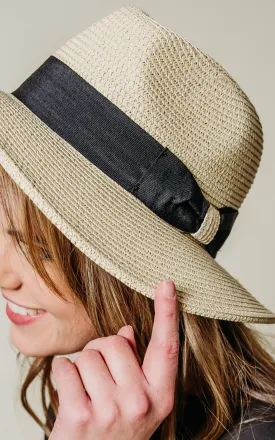 NATURAL WOVEN FEDORA HAT