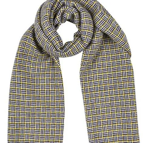 Navy/Mustard Yellow Basket Weave Scarf