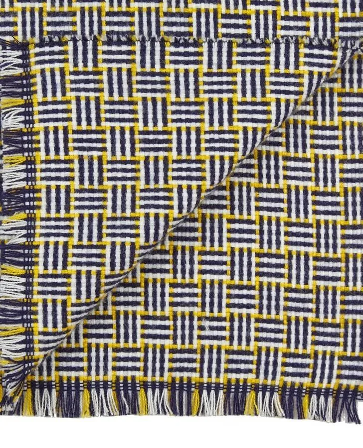 Navy/Mustard Yellow Basket Weave Scarf