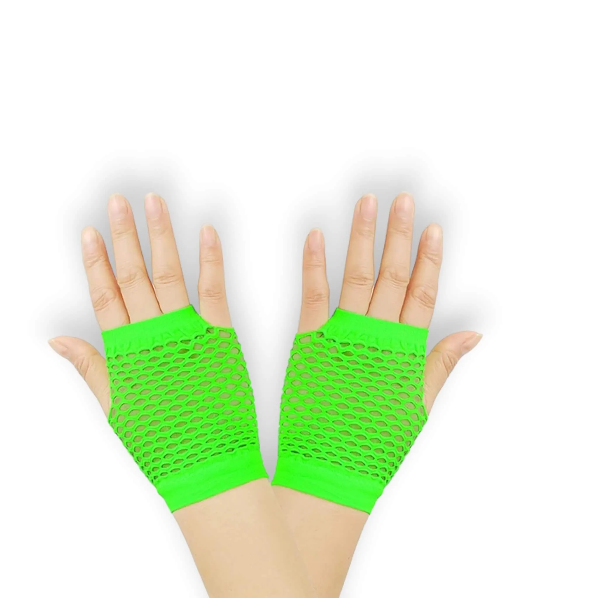 Neon Retro Fishnet Short Fingerless Gloves