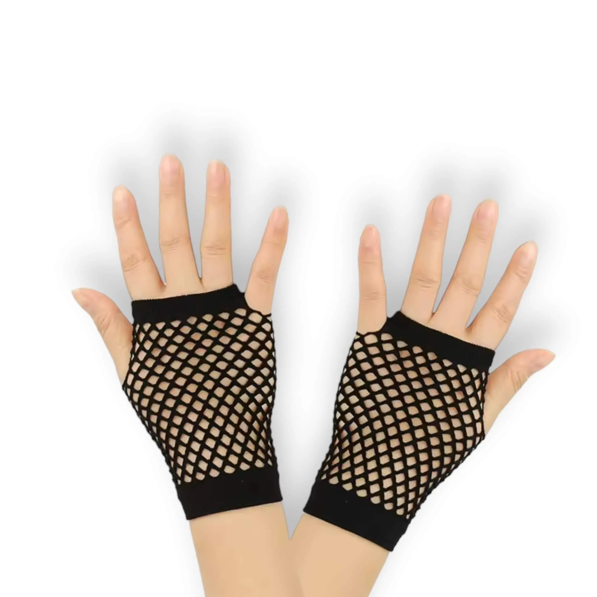 Neon Retro Fishnet Short Fingerless Gloves