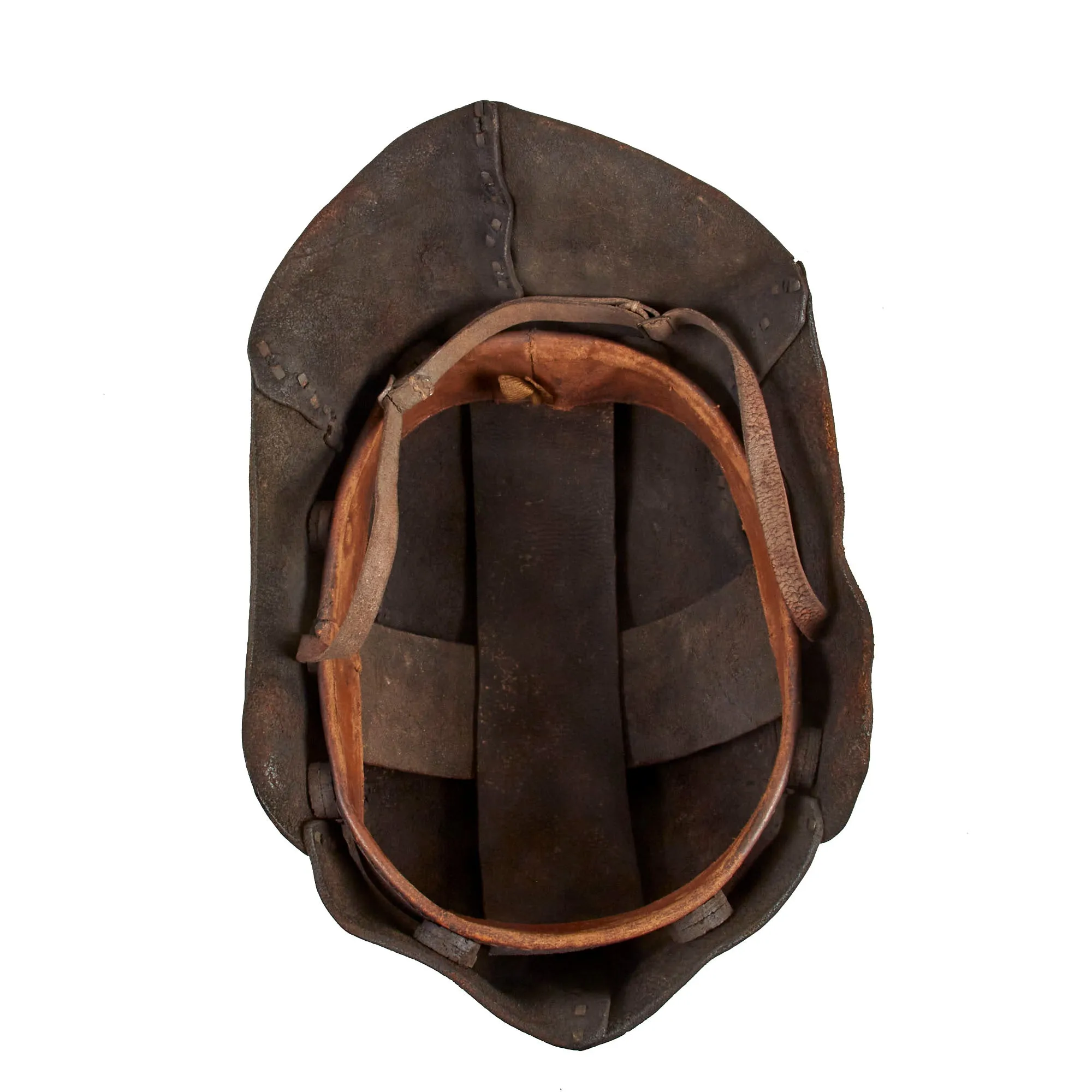 Original British WWI Rare “Leather Tanker Helmet of 1916” Complete With Liner and Chinstrap