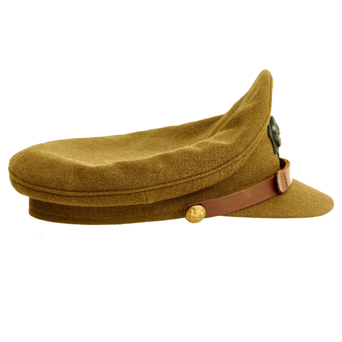 Original British WWII Khaki Lincolnshire Regiment Officers Visor Cap by Townend in size 7 3/4