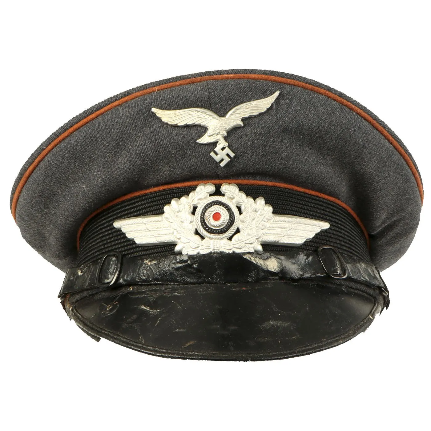 Original German WWII 1939 dated Luftwaffe Signals EM/NCO Visor Cap by Ostland - Size 57