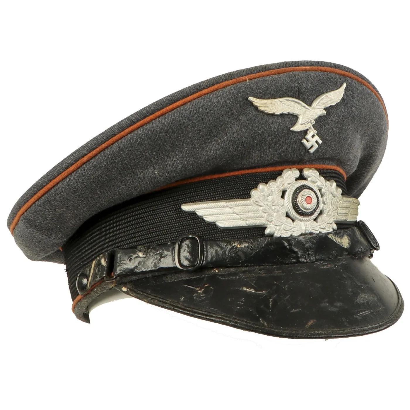 Original German WWII 1939 dated Luftwaffe Signals EM/NCO Visor Cap by Ostland - Size 57