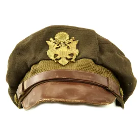 Original U.S. WWII USAAF Named Officer Winter Crush Visor Cap - FLIGHTER by BANCROFT