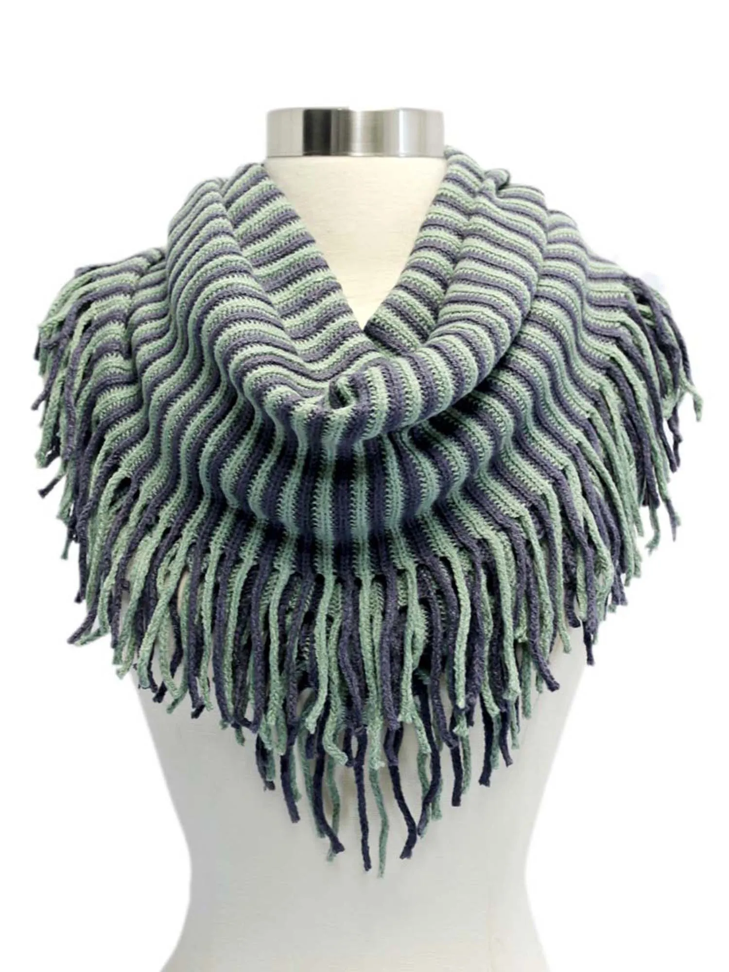 Radiant Knit Winter Infinity Scarf With Fringe