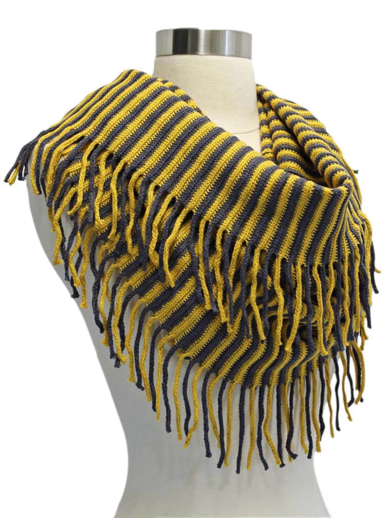 Radiant Knit Winter Infinity Scarf With Fringe