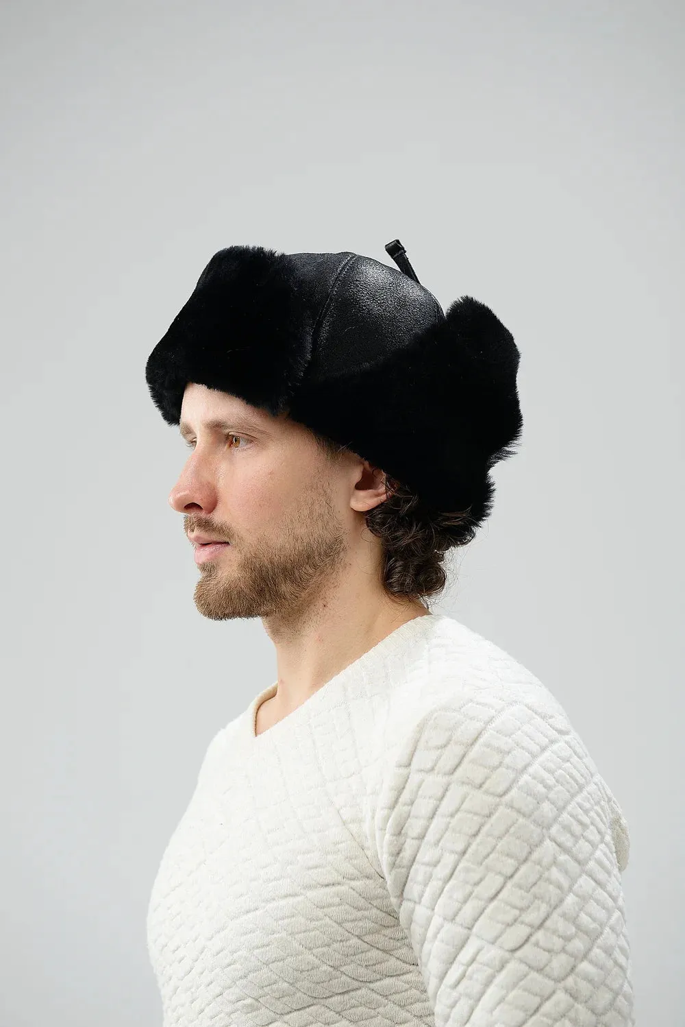 Real Sheepskin Shearling Winter Fur Hat with Ear Flaps for men and women