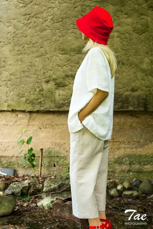 Red Linen Hat