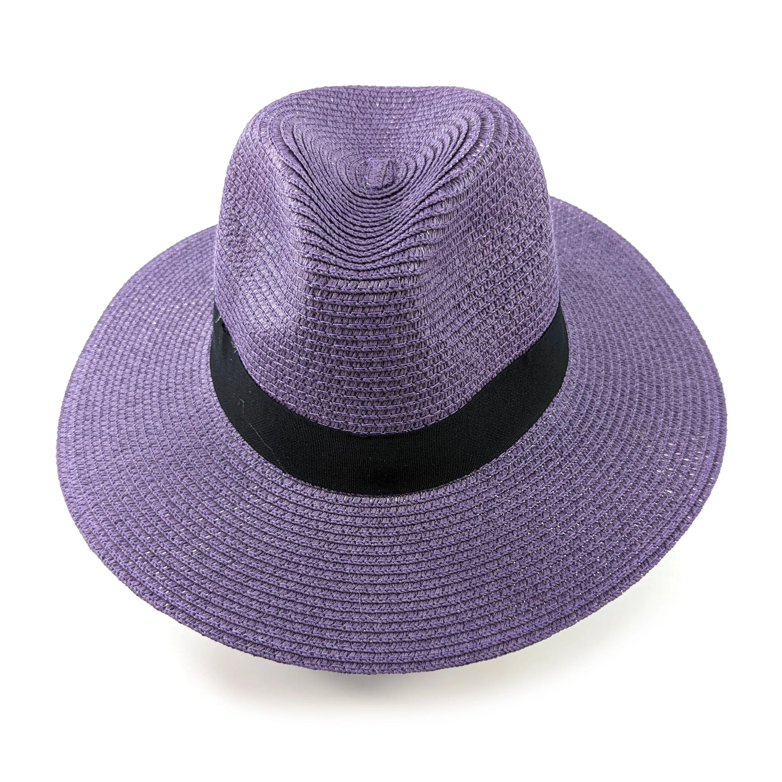 Regal Purple Panama Foldable Hat with Black Ribbon (57cm)