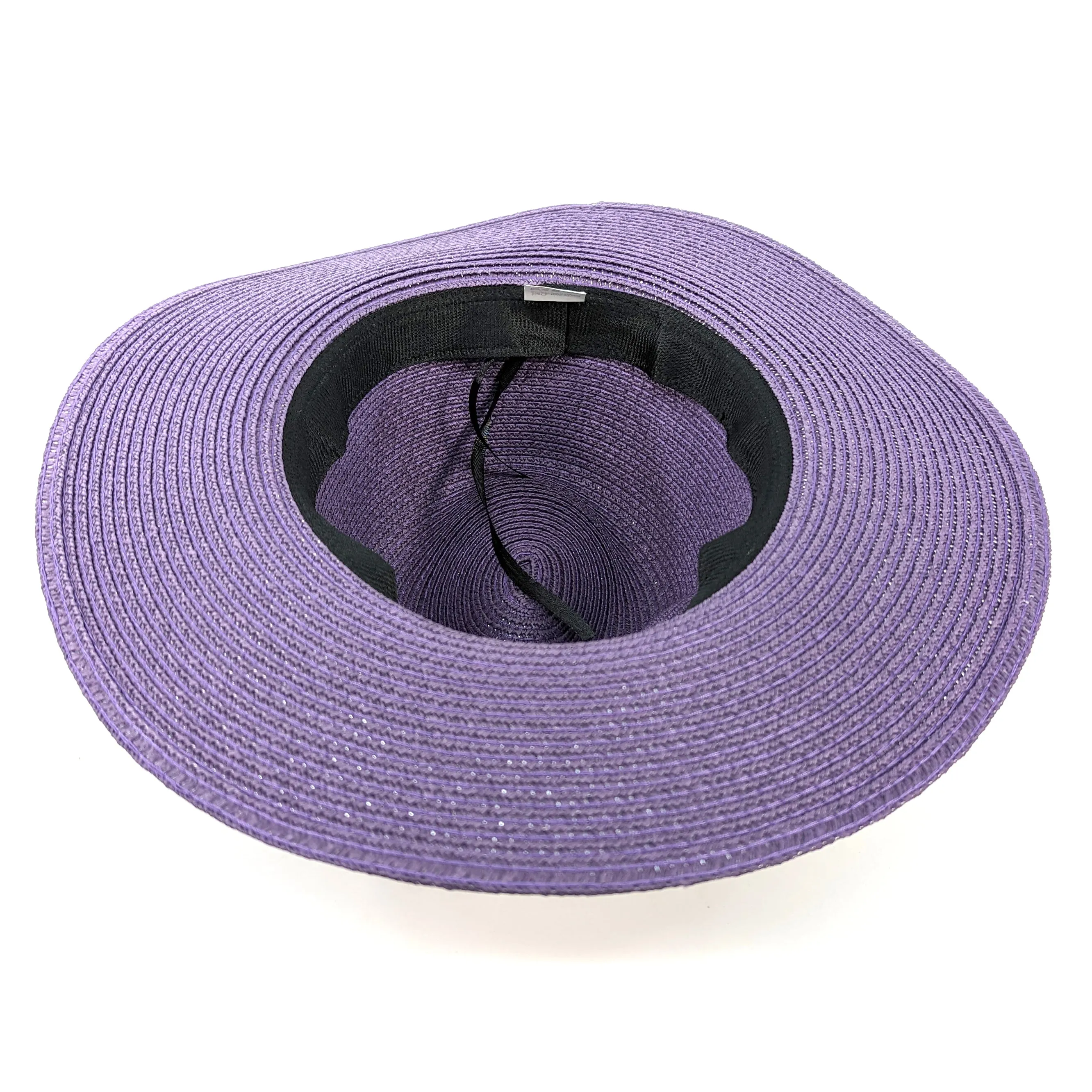 Regal Purple Panama Foldable Hat with Black Ribbon (57cm)