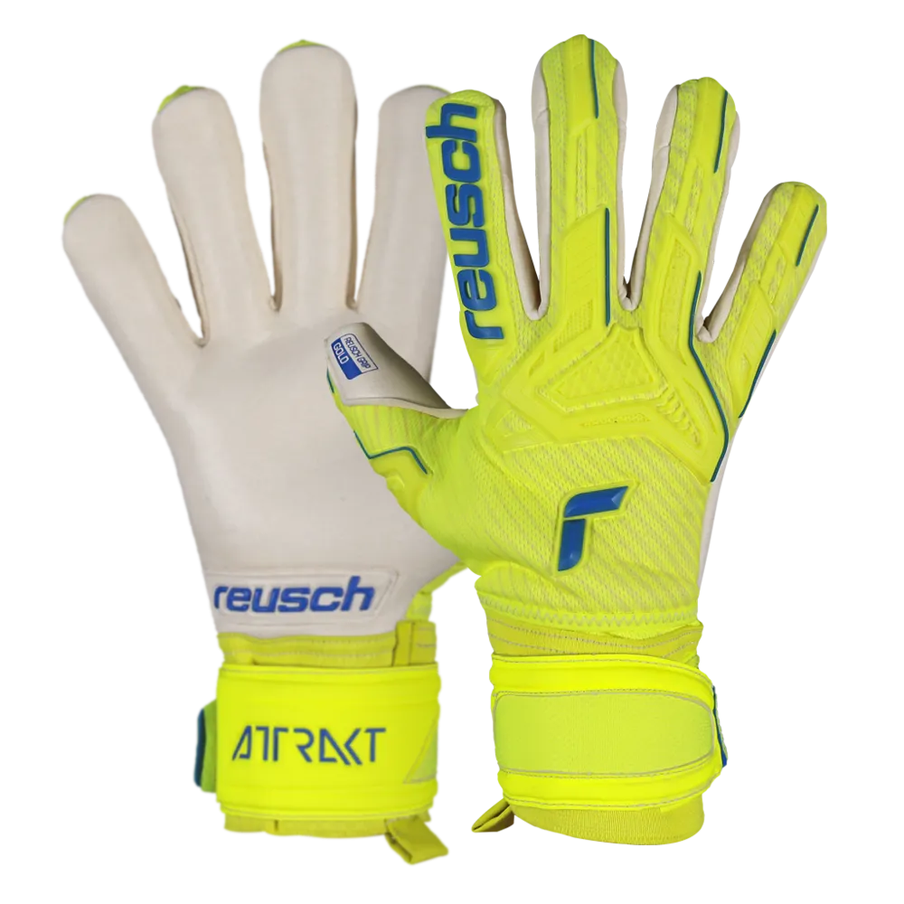 Reusch Attrakt Freegel Gold Finger Support GoalKeeper Gloves 5270130 Safety Yellow/ Black