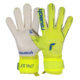 Reusch Attrakt Freegel Gold Finger Support GoalKeeper Gloves 5270130 Safety Yellow/ Black