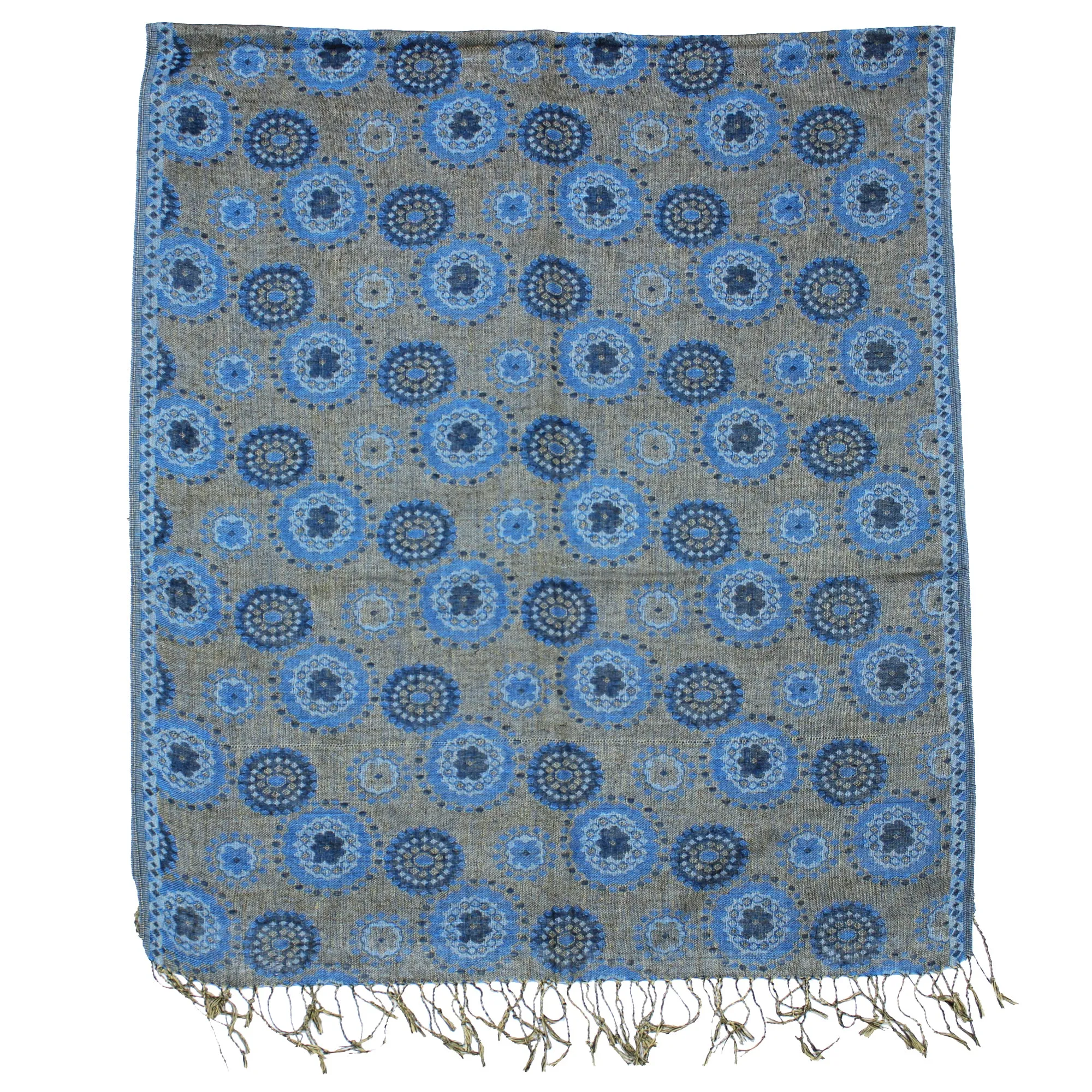 Reversible Concentric Circle Print Pashmina with Tassels