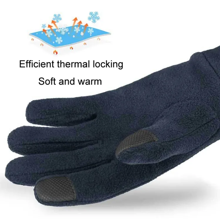 Rocker Fleece Winter Warm Anti-Slip Gloves Outdoor Riding Sports Gloves, Size: M(Navy)