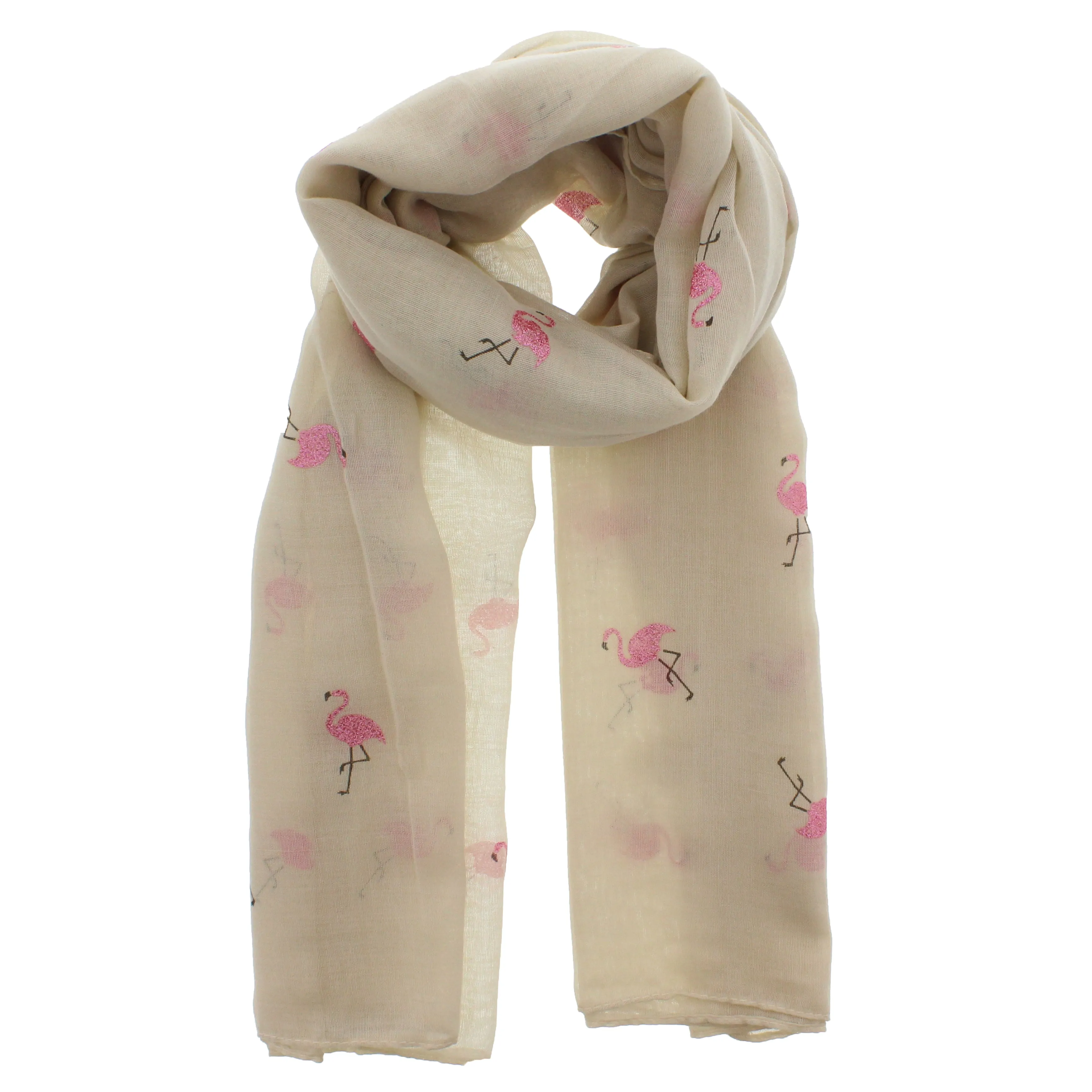 Scarf with Glitter Flamingoes