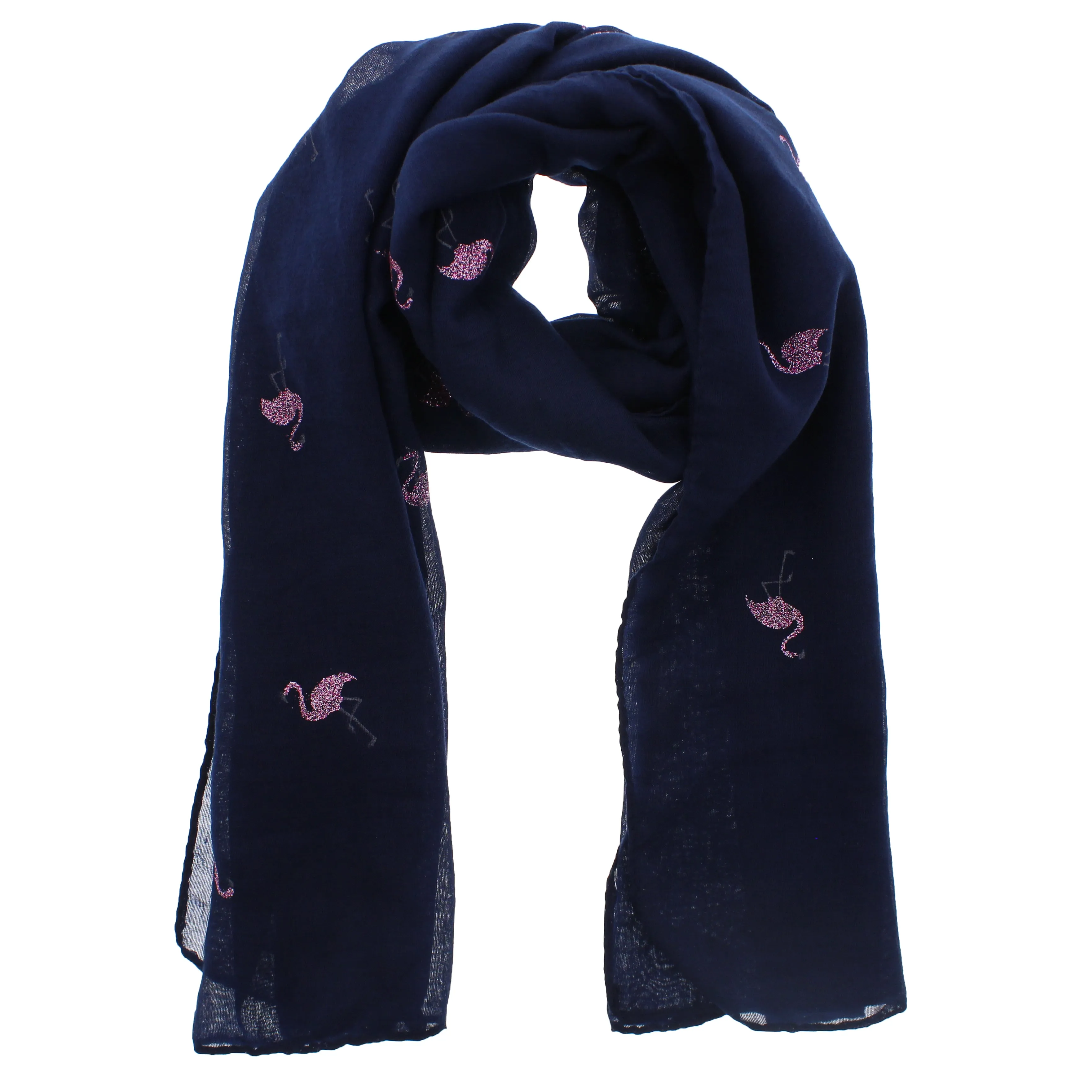 Scarf with Glitter Flamingoes