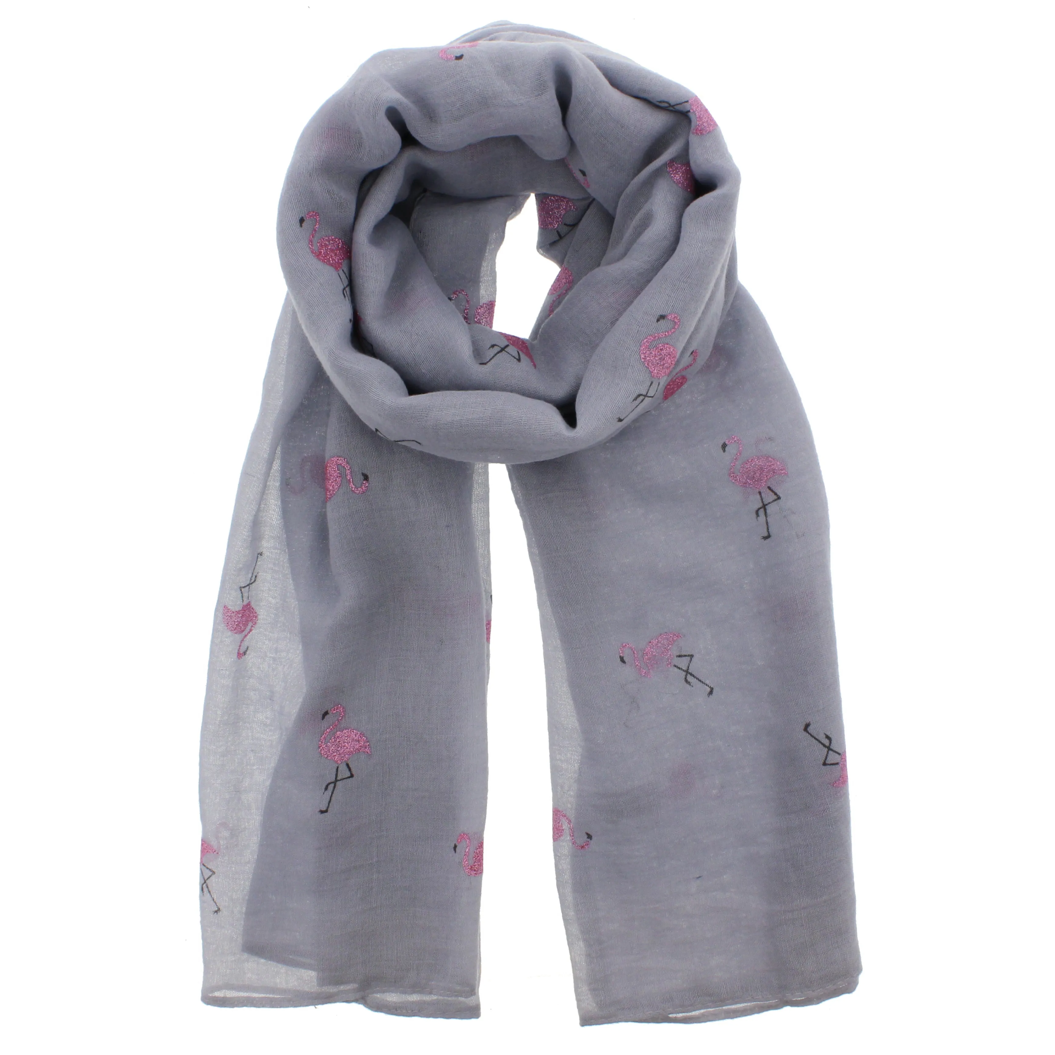 Scarf with Glitter Flamingoes