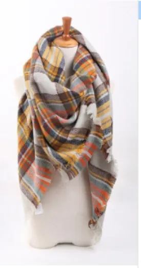 Scarfs - Plaid Blanket Scarfs - Tan Plaid