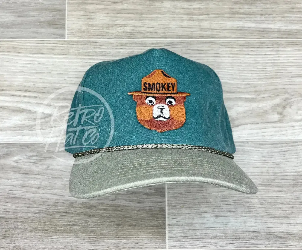 Smokey the Bear on Stonewashed Two-tone Retro Rope Hat