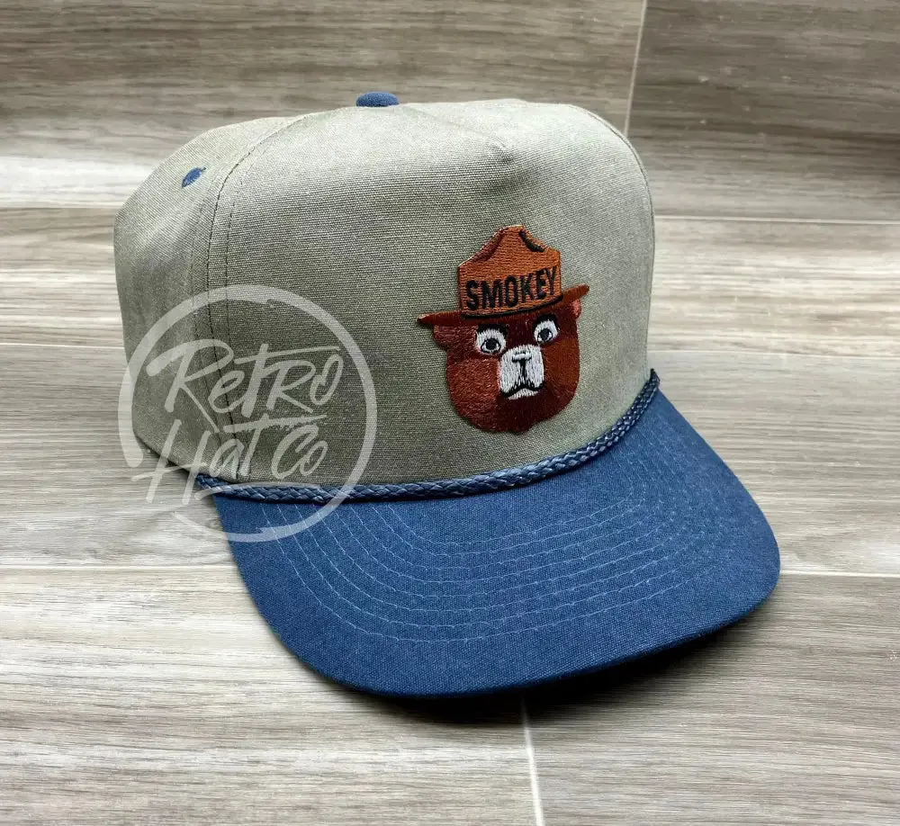 Smokey the Bear on Stonewashed Two-tone Retro Rope Hat