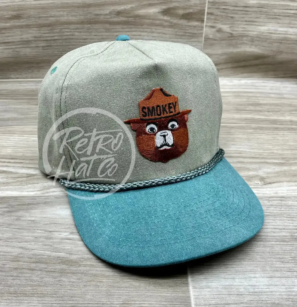 Smokey the Bear on Stonewashed Two-tone Retro Rope Hat