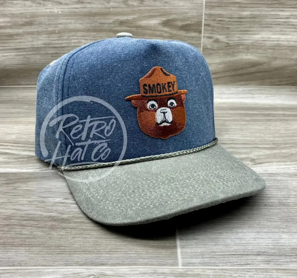 Smokey the Bear on Stonewashed Two-tone Retro Rope Hat