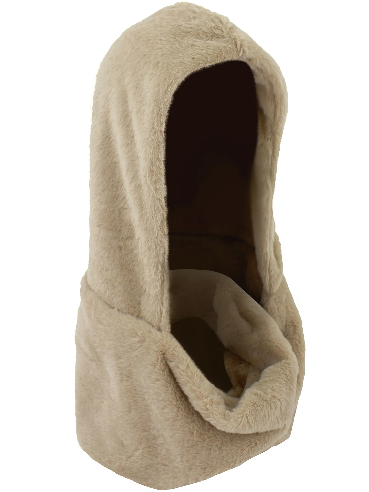 Taupe Luxuriously Soft Faux Fur Infinity Hooded Scarf