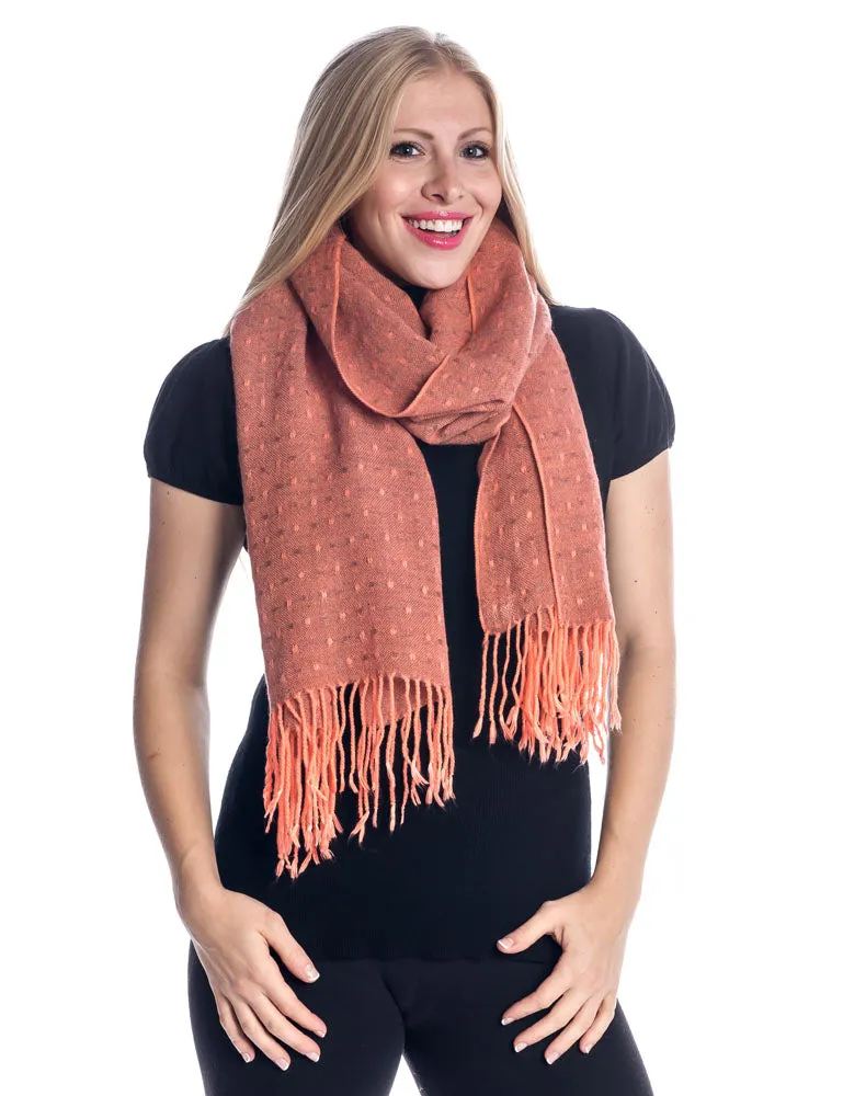 'Toasty' Warm Soft Premium Winter Scarf - Dot Pattern - Coral