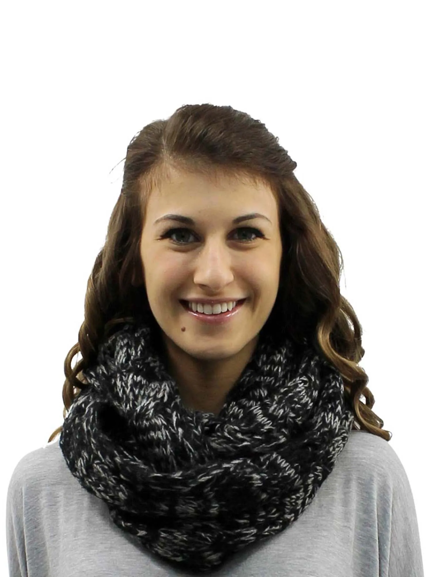 Two-Tone Cable Knit Infinity Scarf