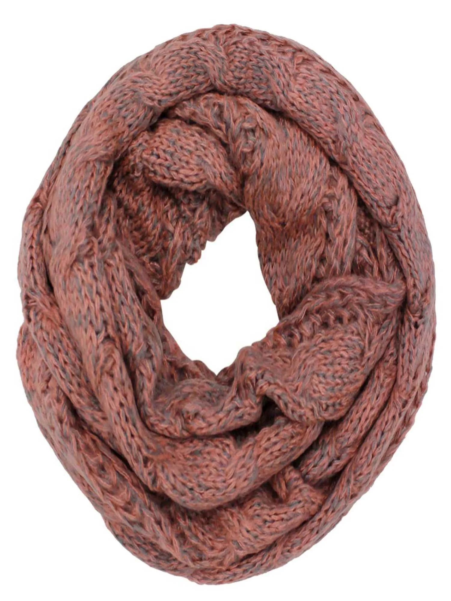 Two-Tone Cable Knit Infinity Scarf