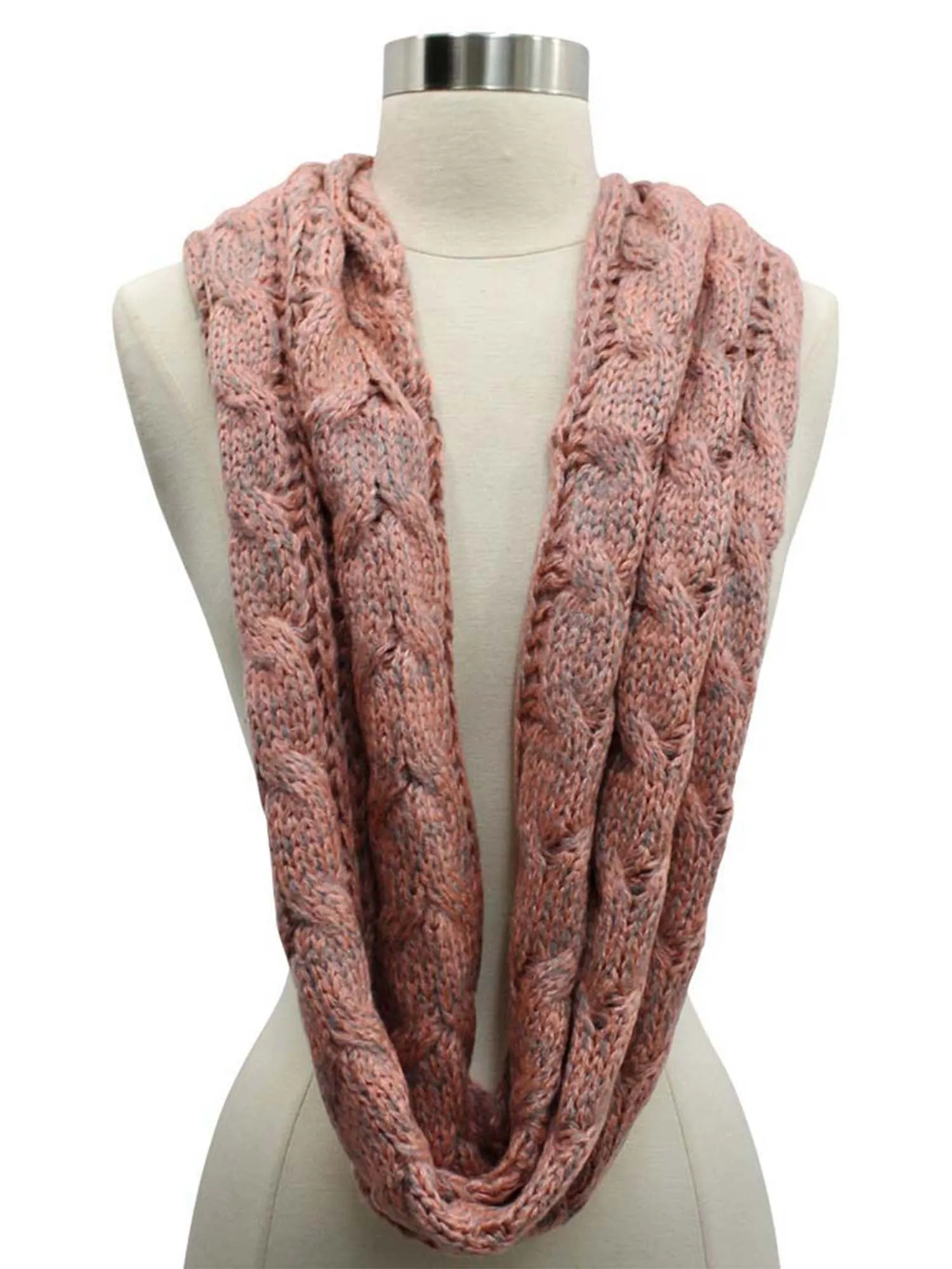 Two-Tone Cable Knit Infinity Scarf