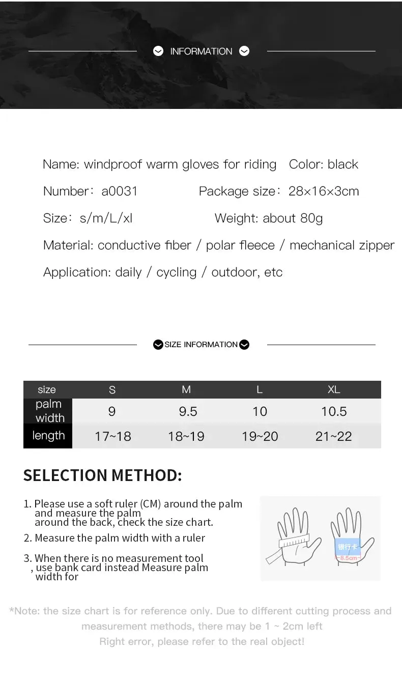 Unisex Touchscreen Winter Thermal Warm Cycling Bicycle Bike Ski Outdoor Camping Hiking Motorcycle Gloves Sports Full Finger