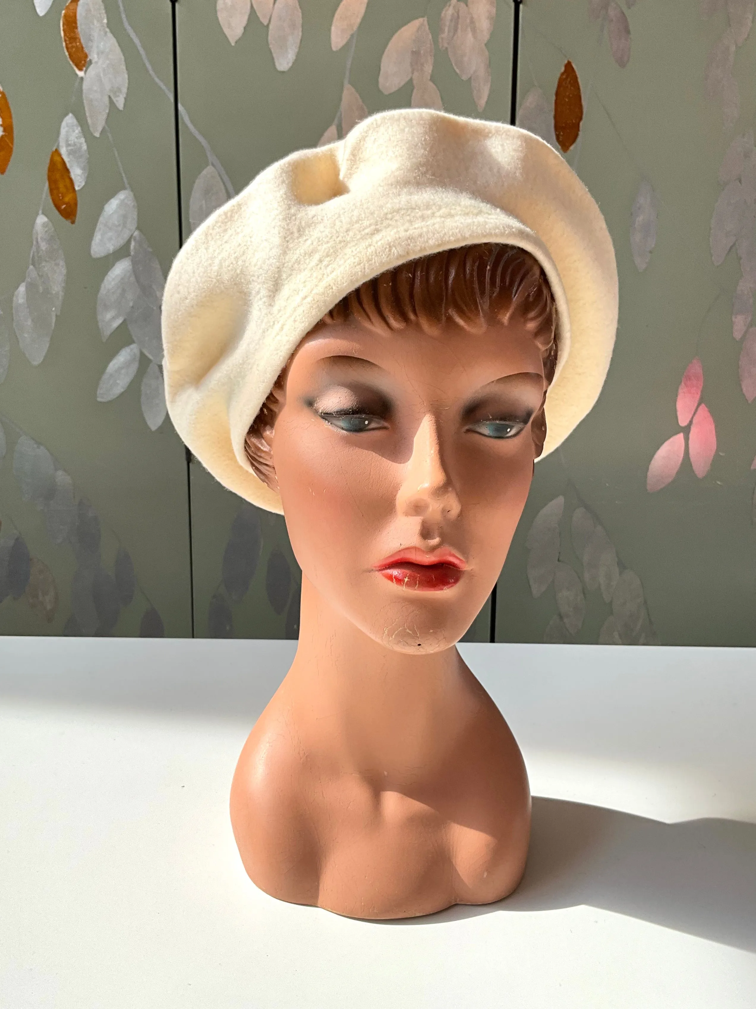 Vintage Cream Wool Beret, Parkhurst