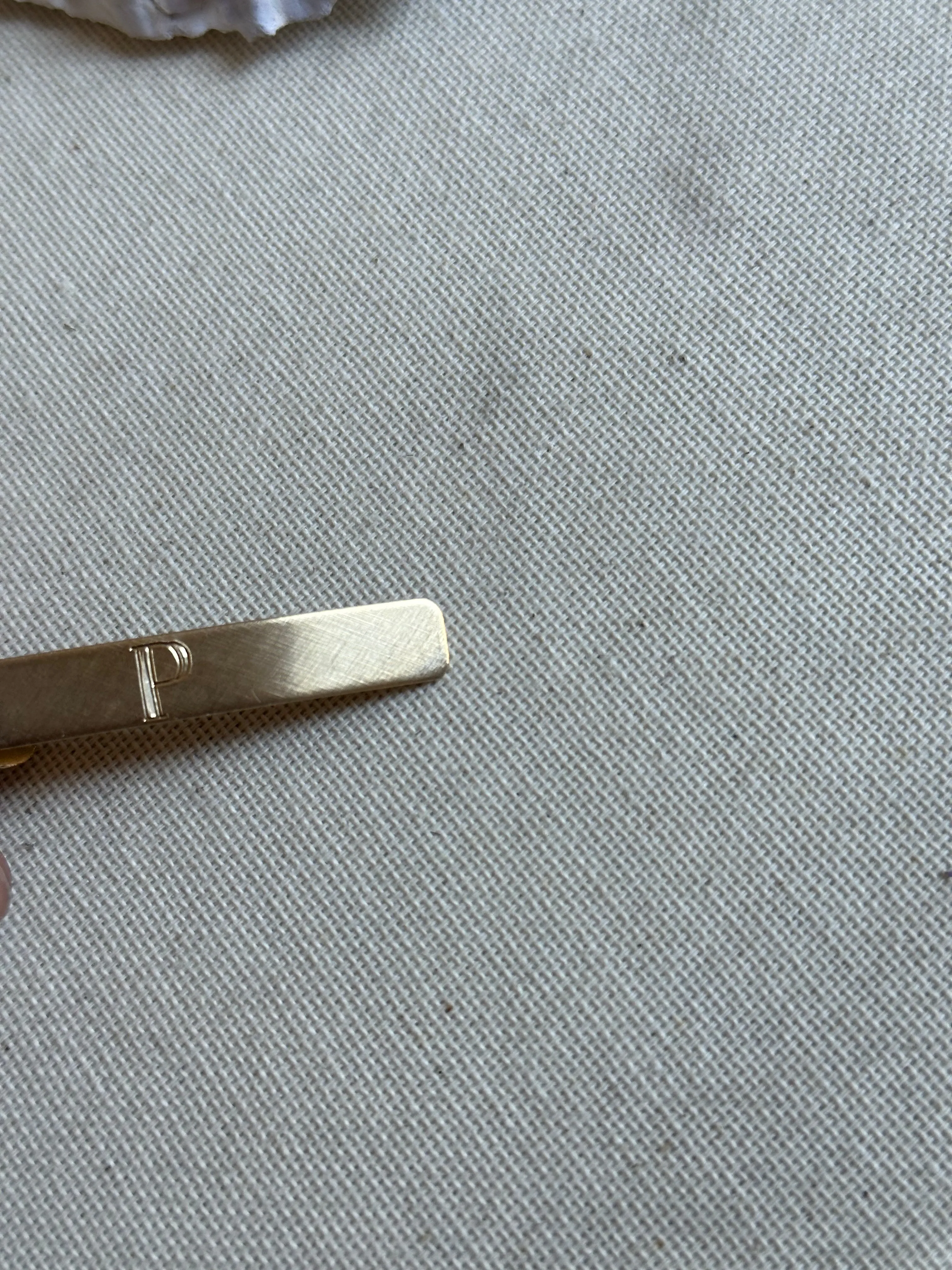 Vintage Matte Gold "P" Monogrammed Tie Bar