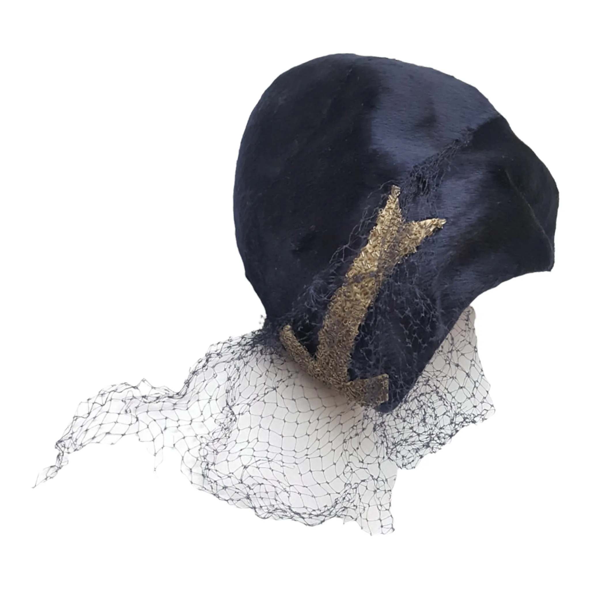 Vintage Navy Blue Jeweled Cloche Hat