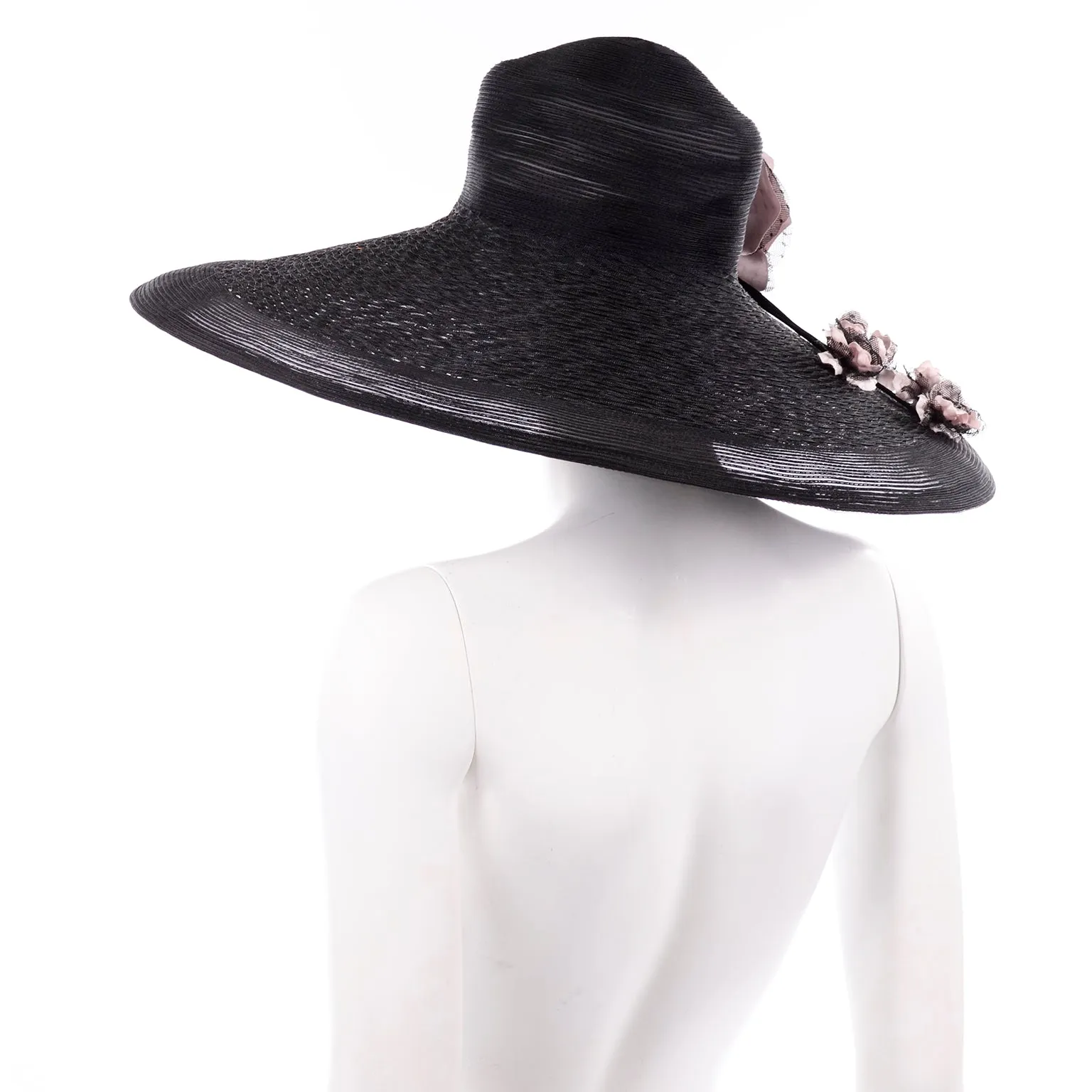 Vintage Wide Brim Black Hat from Frank Olive for Neiman Marcus