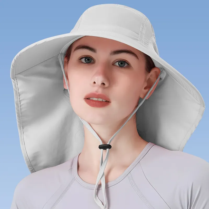 Women's Nylon UPF Protection Sun Hat - Fishing Bucket Hat with Neck Flap