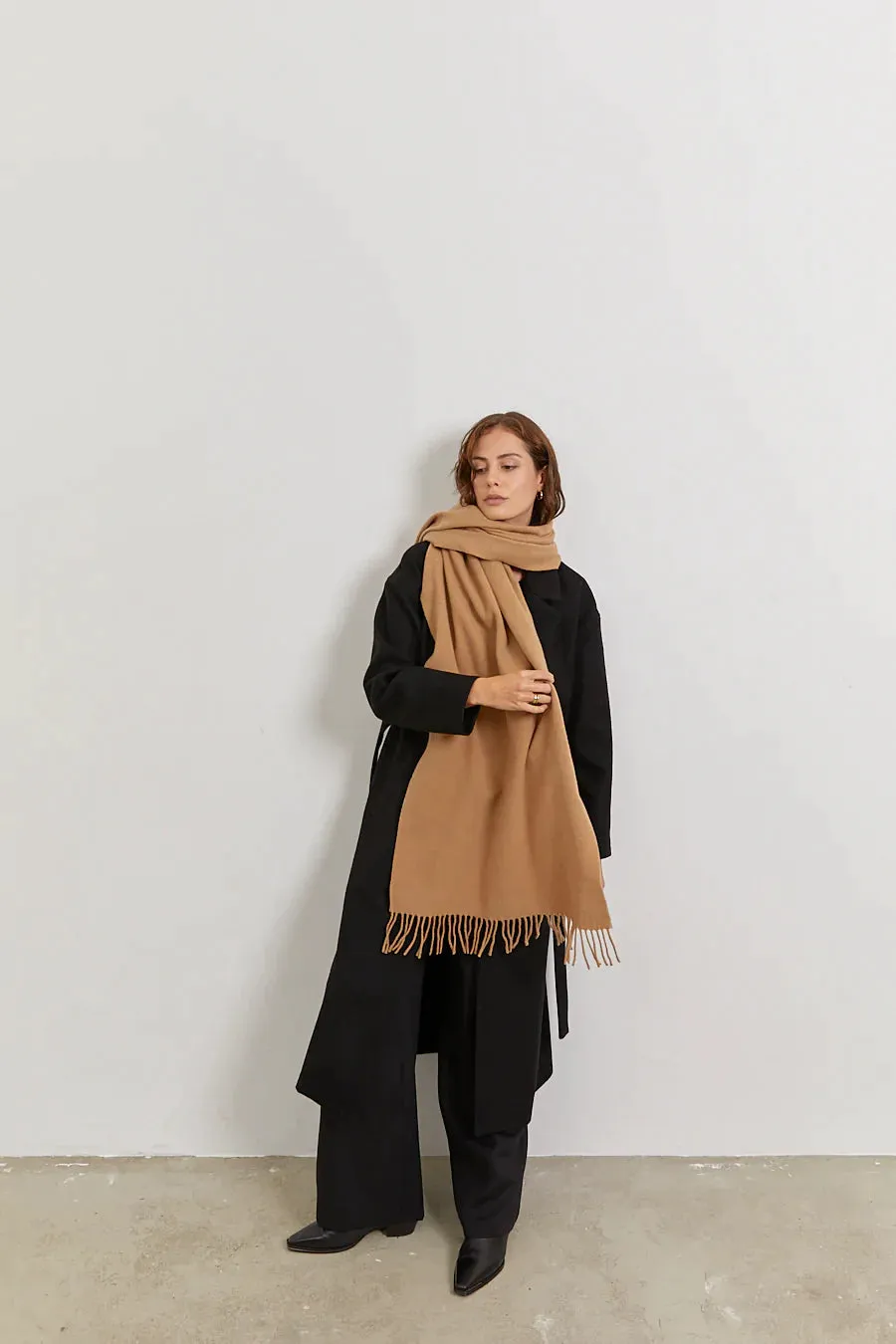 woven scarf - camel